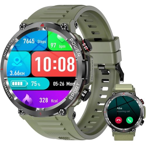 Montre Connectée Homme Avec Appel Bluetooth, Montre Appel, Écran 1.39"" Tft, Moniteur Cardiofréquence/Spo2, Analyse Sommeil, 100 Modes De Sport,Pour Android/Ios (Vert)