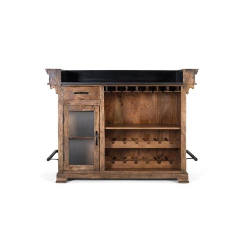 Meuble Bar Marron En Manguier, Granit Et Métal 150cm