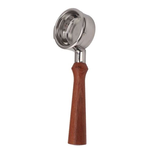 Porte-filtre sans fond F Jacoranda 58 mm, 2 oreilles, acier inoxydable, manche en bois D