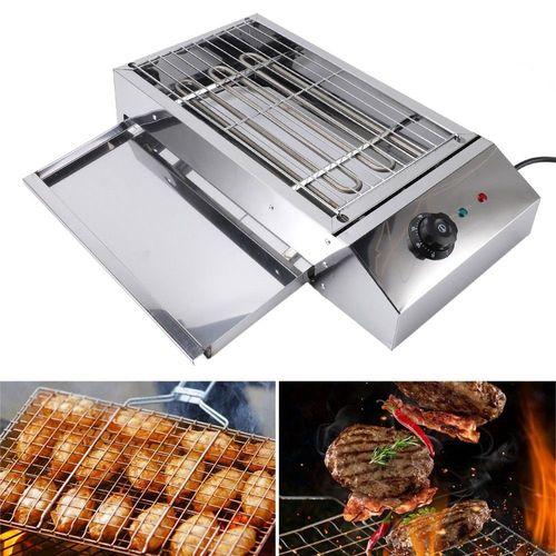 Barbecue électrique en acier inoxydable 2800 W sans fumée, température de 50 à 300 °C