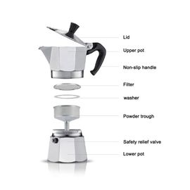 Cafetière Octogonale En Aluminium, Bouilloire, Cafetière Moka Pour La Maison-150 Ml