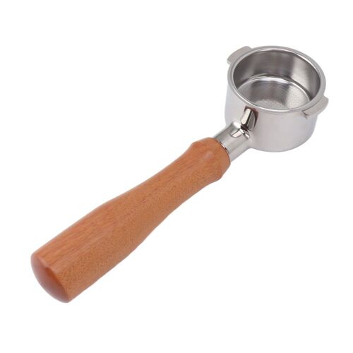 Porte-filtre à café 2 oreilles style E, tout bois, branche rouge acide, 51 mm, sans fond