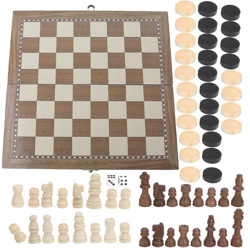 Jeu D'échecs Pliable Multifonctionnel 3 En 1 En Bois, Jeu De Dames Portable 2025