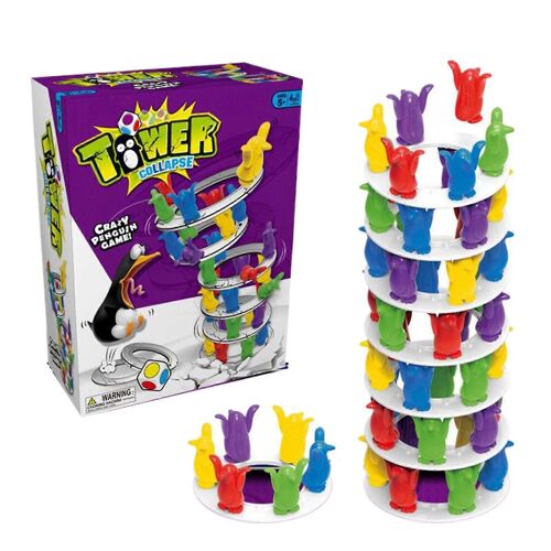 Crazy Penguins Crash Tower Jouet Cadeau Enfants Penguins Tower Collapse Balance Game Jouet Fête Famille Enfants Drôle Jeu de Société Jouet