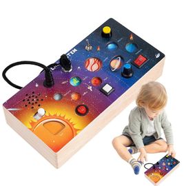 Planche Sensorielle En Bois Avec Système Solaire Et Contrôle De La Lumière Led, Jouet Éducatif
