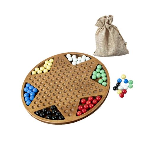 Jeu De Dames Chinoises En Bois, Amusant Pour Les Réunions De Famille, Jeu De Stratégie À Billes, Perles En Bois-Perles En Céramique