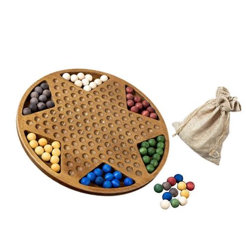 Jeu De Dames Chinoises En Bois, Amusant Pour Les Réunions De Famille, Jeu De Stratégie À Billes, Perles En Bois-Perles En Bois