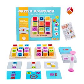 Jeu De Société En Bois Avec Cubes De Construction Assortis, Casse-Tête, Jouet Éducatif Pour Enfants, Jeu Familial, Bataille