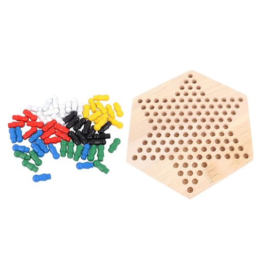 Jeu De Dames Chinoises En Bois, 6 Chevilles Colorées, Jeu Éducatif Pour Adultes Et Enfants