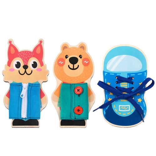 Planche D'activités En Bois Avec Lacets, Fermetures Éclair Et Boutons Pour Chaussures, Jeu De Société Pour La Maternelle, Motricité Fine, Pratique Vestimentaire, Jouet De Voyage Pour Tout-Petits