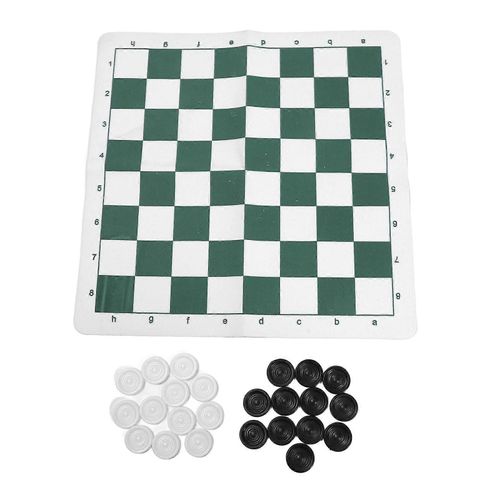 Jeu De Dames Éducatif Portable Et Pliable En Cuir Pu Pour Enfants Et Adultes-Vert