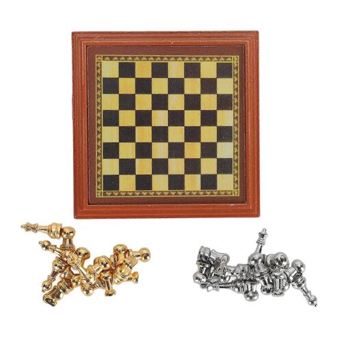 Jeu d'échecs international miniature pour maison de poupée, modèle de jeu de société exquis pour maison de poupée 1/12