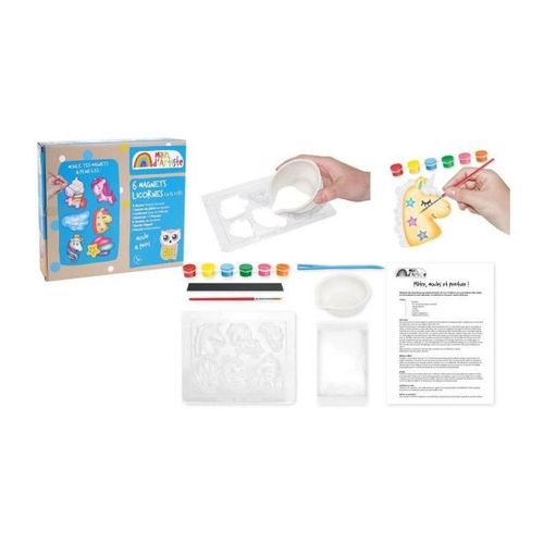 Kit de Création de Magnets - Main d'Artiste - Licorne - À partir de 5 ans - Plâtre - Peintures
