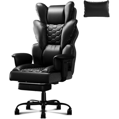 Chaise De Bureau Ergonomique Avec Dossier Haut, Dossier Haut, Inclinable Avec Repose-Pieds, Chaise D'Ordinateur Pivotante Avec Accoudoirs Rembourrés Pour La Maison Et Le Bureau