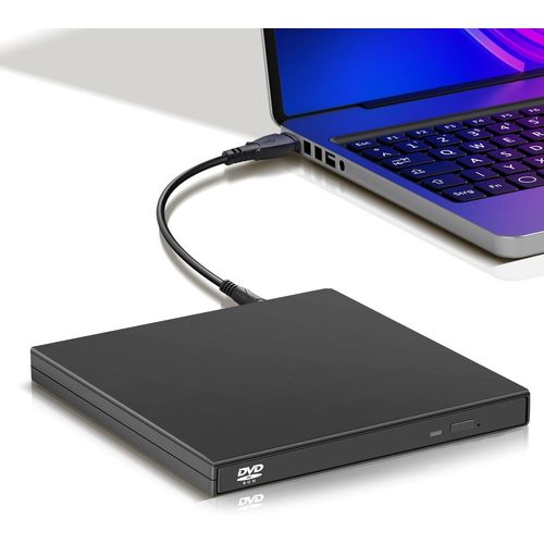KALANKA-Lecteur CD DVD externe, lecteur de disque optique portable USB 2.0, lecteur CD RW, lecteur DVD pour ordinateur portable, ordinateur de bureau, Mac, Windows 11/10/8/7, Mac, Linux OS