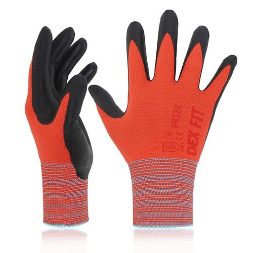 KALANKA-Gants de jardinage FN320, Adaptation 3D confortable et extensible, Super agrippants, Mousse de nitrile durable, Nylon fin et léger, Lavables en Machine, Rouge 9 (L) 3 Paires