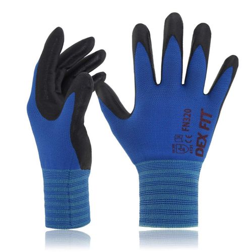 KALANKA-Gants de jardinage FN320, Adaptation 3D confortable et extensible, Super agrippants, Mousse de nitrile durable, Nylon fin et léger, Lavables en Machine, Bleu 8 (M) 3 Paires