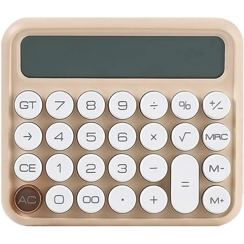 KALANKA-Calculatrice à Interrupteur MéCanique à 12 Chiffres Grand éCran LCD Calculatrice de Bureau Calculatrice FinancièRe à Gros Boutons Beige