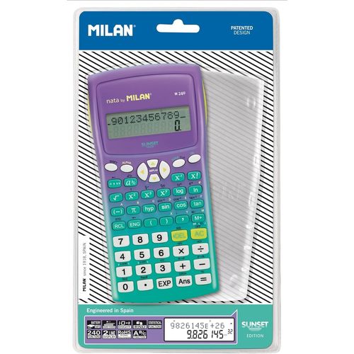 Blister calculatrice scientifique 240 fonctions, Sunset lilas-turquoise