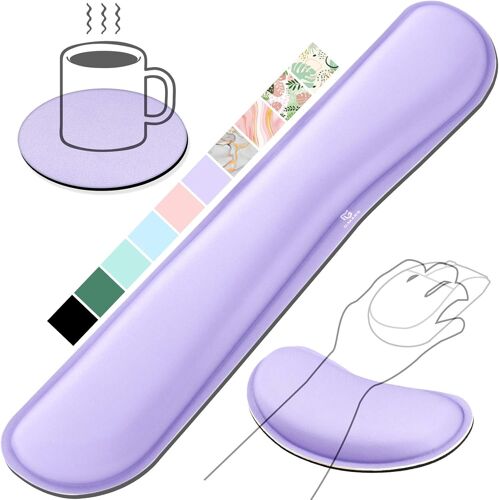 Ergonomic Memory Foam Keyboard Wrist Rest Mouse Wrist Rest Support Gel Elbow Pad with Non-Slip PU Base for Office Gamer, Computer, Purple