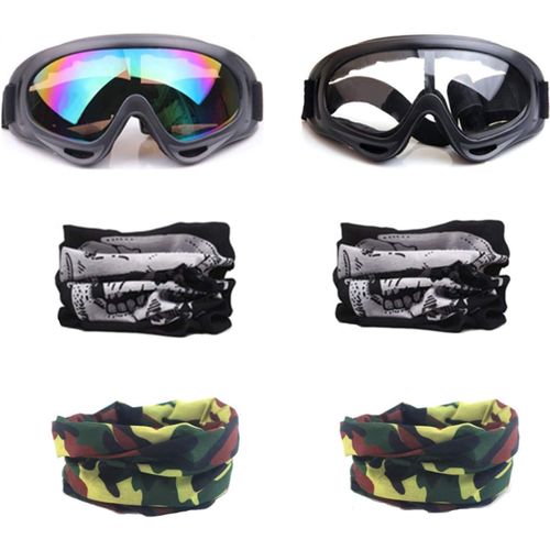 Kalanka-2 Pcs Lunettes De Protection De Sécurité Et 4 Pcs Réglable Multi-Usages Masque Tactique Pour Nerf N-Strike Elite Pistolet Jouet Pistolet Jeu Protection Des Yeux