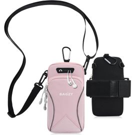 CAUC-Pochette pour Telephone Portable Sacoche Fille Ado Brassard de Sport Passeport Sac d'embarquement de vol Billet Sac de Bras Portefeuille Porte-Monnaie Course à Pied Bras avec Trou (Rose)