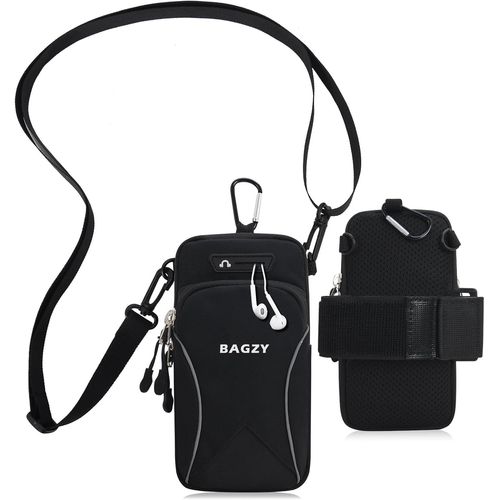 CAUC-Pochette Telephone Portable 7,0 Pouces avec Bandoulière, Brassard Telephone Sport Applicable à Course à Pied, Yoga, Jogging Accessoires pour iPhone 15 Pro/14 Pro Max (Noir)