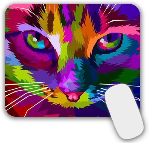 JGD-Petit Tapis de Souris avec Motif Chat - 24 x 20 cm - Motif Animaux - Multicolore - Lavable