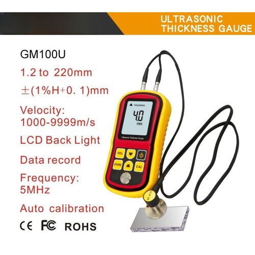Appareil De Mesure D'Épaisseur À Ultrasons À Affichage Numérique Gm100 Pour La Mesure De L'Épaisseur Des Tôles Métalliques, Des Plastiques Et Des Céramiques