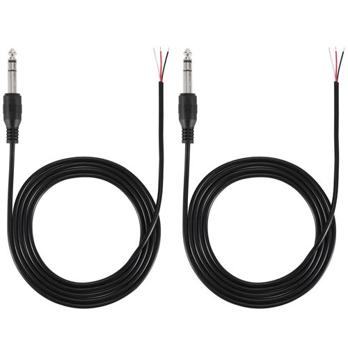 KALANKA-2 Pcs Câble audio jack 6,35mm tripolaire de 1,5m vers câble d'enceinte,connecteur mâle stéréo TRS 6,35mm vers câble nu,extrémité ouverte,fiche 6,3mm pour microphone,amplificateur haut-parleur
