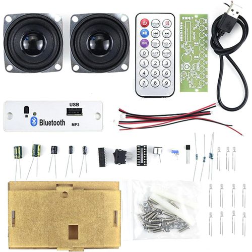 KALANKA-Kit de Haut-parleurs DIY Kits de Pratique de Soudure Kit électronique Télécommande Disponible Support Bluetooth/USB avec amplificateur stéréo 3W + 3W