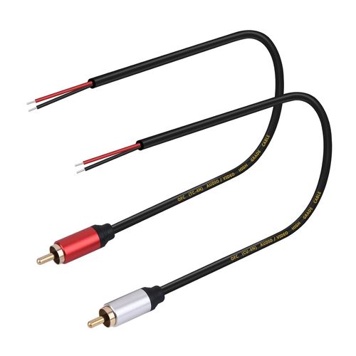 KALANKA-Lot de 2 câbles de haut-parleur RCA audio mâle vers connecteur mâle vers extrémité ouverte Pigtail Audio Video Lotus Connecteur réparation câble pour amplificateur, récepteur, haut-parleur