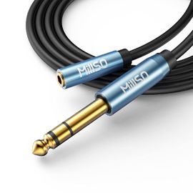 Adaptateur Audio Jack 6,35 Mm Mâle Vers Jack 3,5 Mm Rallonge De Casque Avec Contacts Plaqués Or 24 K Pour Casque, Haut-Parleur, Guitare, Amplificateur De Basse Et Système Hifi - 5 M