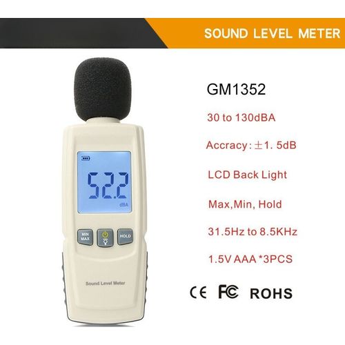 Sonomètre numérique, décibelmètre numérique, sonomètre numérique, testeur de bruit ambiant GM1352