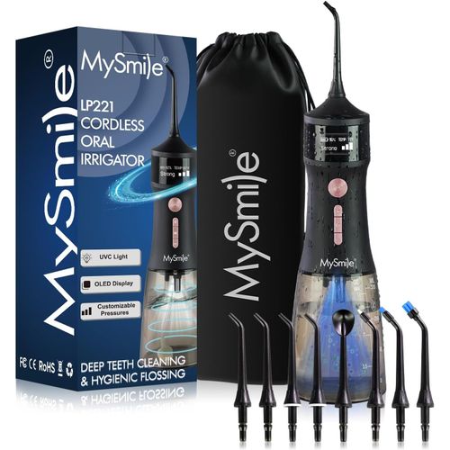 Chenquansarl-Lp221 Uvc Hydropulseur Sans Fil Stérilisable Pour Les Dents 335ml Écran Oled Portable Avec 4 Modes, 8 Embouts De Jet Et Une Pochette De Rangement Pour La Maison Et Les Voyages (Noir Minu