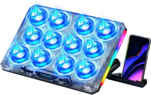 Laptop Cooler - 12 Silent Fans - 5 Adjustable Heights - Ergonomic - Compatible 12'' to 17.3'' (Gear)