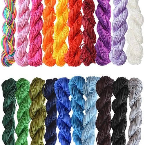 Sjzg-20 Pièces 1mm Cordon En Nylon De Soie Fil Bracelet Nylon, 25 Mètres Chaque Paquet De Fil De Nylon, Pour Collier Tressé Bracelet Perles Accessoire De Fabrication De Bijoux (20 Couleurs)
