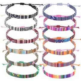 Kal-12 Bracelets D'amitié Tressés À La Main Réglables Pour Femmes Hommes Cheville Et Poignet (Multicolore)