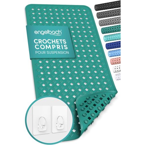 TIANYI-® Tapis de Baignoire antidérapant et Anti-moisissure 88x40cm avec 2 Crochets Inclus - sans BPA, Lavable en Machine