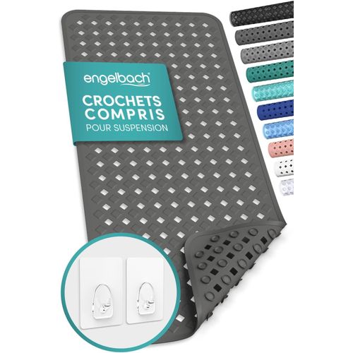 TIANYI-® Tapis de Baignoire antidérapant et Anti-moisissure 88x40cm avec 2 Crochets Inclus - sans BPA, Lavable en Machine