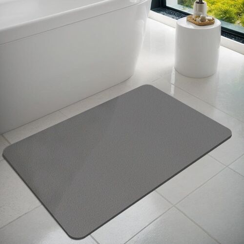 Tapis De Bain 40x60cm Gris-Tapis Salle De Bain En Diatomite Ultra Absorbant,Antidérapant Et Séchage Rapide,Microfibre Lavable Pour Douche/Baignoire,Tapis Absorbant Vaisselle