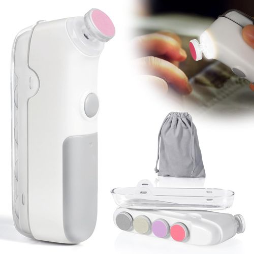 Kalanka-Intégré Lime A Ongle Electrique Bebe, Illuminable Coupe Ongle Bebe Electrique Avec Cinq Têtes De Ponçage, Portable Lime Ongle Bebe Adapté Pour Toute La Famille, Peu Bruyant, Gris