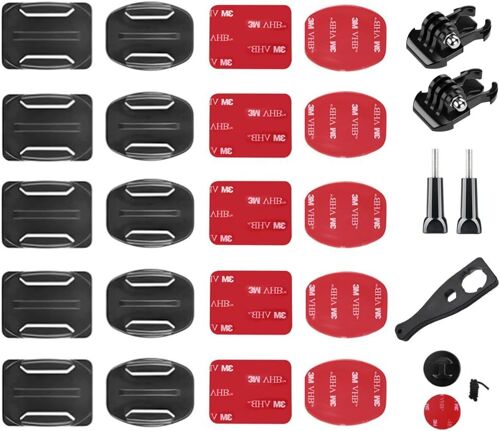 Support de Fixation Adhésif Incurvé et Plat,26 Pièces Support de Casque pour Gopro,Fixation Attache Adhésif avec 3M Sticker,Fixation de Casque pour Gopro et Caméras d'action