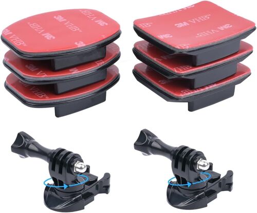 Curved Flat Mount Adhesive Mount Helmet Mount Sticker for Gopro 3M Adhesive Pads 360° Quick Release Buckles + Action Camera Adhesive Mounts