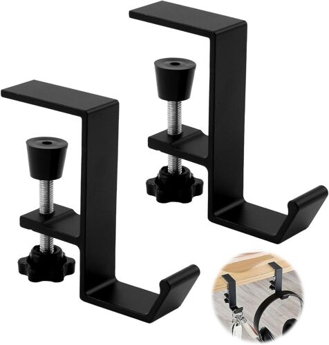 LORANKA-2pcs Support Pour Casque, Support De Casque, Support Casque Bureau, Support De Bureau, Réglable Avec Crochet De Suspension, Organisateur De Bureau Pour Écouteurs De Jeu, Clés, Accessoires