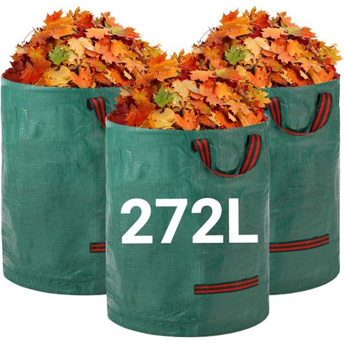 Sacs À Déchets De Jardin Robustes - 272L X 3Pack Sacs De Jardin Réutilisables Avec Poignées - Tissu Industriel Pour Feuilles Déchets Débris - Sacs À Déchets De Jardin Étanches