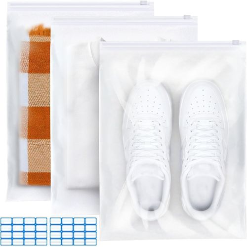 BHHBB-30 Pièces Pochette Voyage Sachet Plastique Zip 35x45cm Etanche Sac de Rangement Voyage Non Poreux Sac Vetement Voyage Mat Pochette Rangement pour Chaussures, Costume, Maquillage, Sous-Vêtements