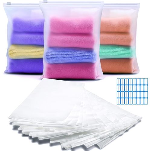 KALANKA-30 Pièces Pochette Voyage Sachet Plastique Zip 17x25cm Etanche Sac de Rangement Voyage Non Poreux Sac Vetement Voyage Mat Pochette Rangement pour Chaussures, Costume, Maquillage, Sous-Vêtemen