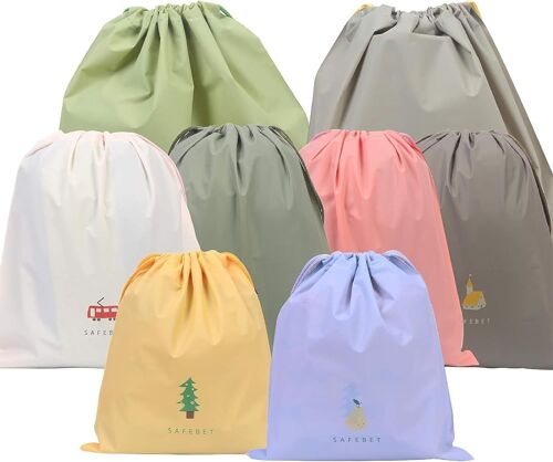 8 Pcs Sac À Cordon Pe Sac Etanche De Piscine Chaussures Tissu Jouet Organisateurs Bagage Sac Rangement Pour Voyage Gym Pochette Plastiqu