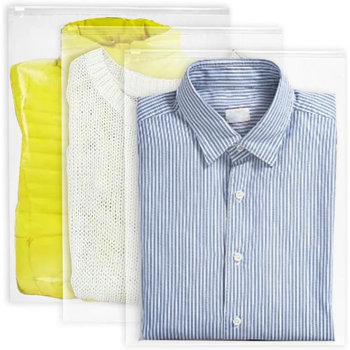 20 Pièces Sac De Rangement Vetement Plastique Transparent Zip, Sacs De Voyage Pochette Avec Fermeture Éclair Pour Ranger Des Vêtements, Sous-Vêtements, Chaussures, Cosmétiques,40X50Cm